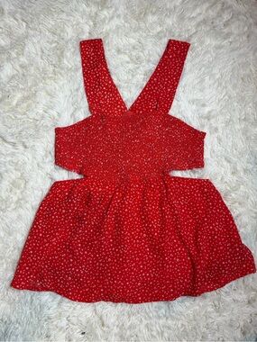 🇺🇸 Sale Heyson Red Ditsy Floral Smocked Babydoll Top